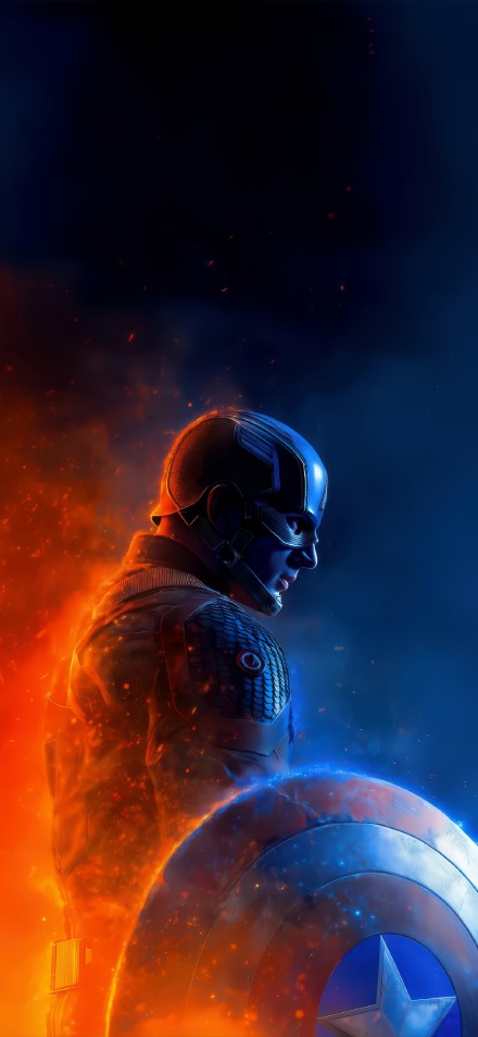 Captain America Aesthetic Flames Phone Wallpaper
