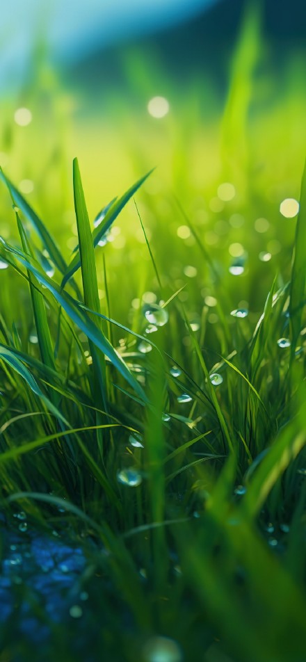 Fresh Green Grass With Morning Dew HD Wallpaper
