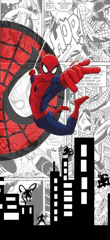 Spider-Man Swinging Through Comic Book Background HD Wallpaper