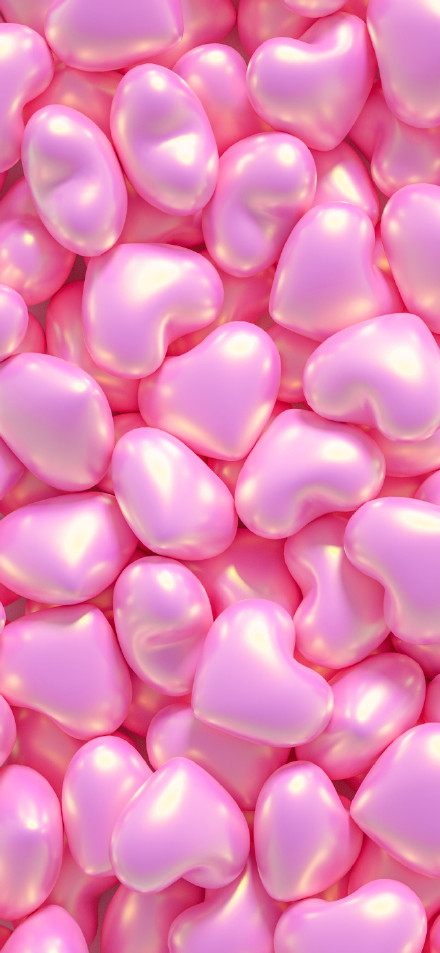 Glossy Heart-Shaped Pink Decorations HD Wallpaper