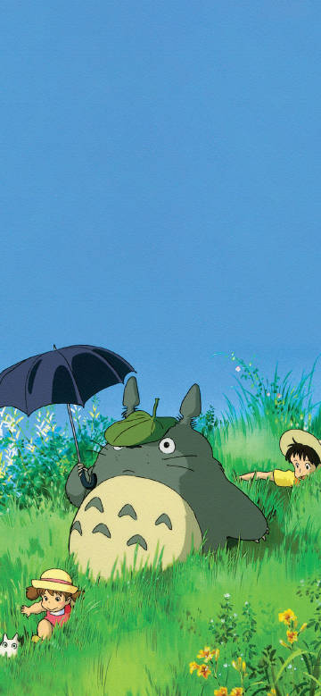 Totoro's time on the grass phone wallpaper