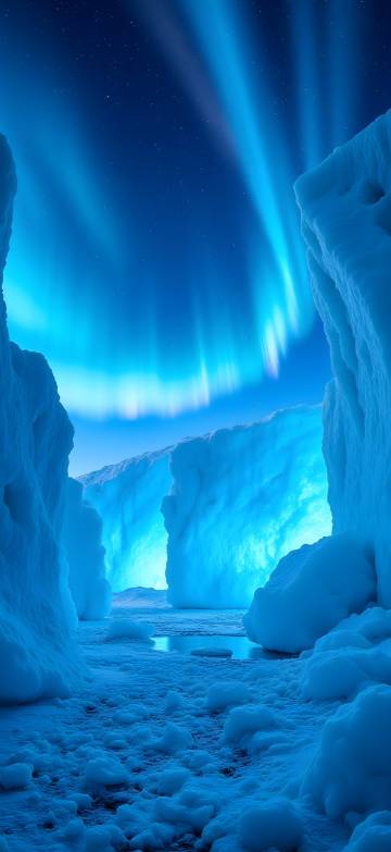 Stunning Ice Cave with Aurora Borealis 4K Wallpaper