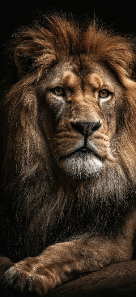 Wildlife Lion Close-Up in Dark Background Wallpaper