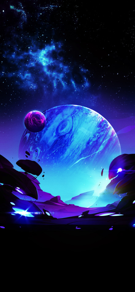 Sci-Fi Space Illustration Phone Wallpaper