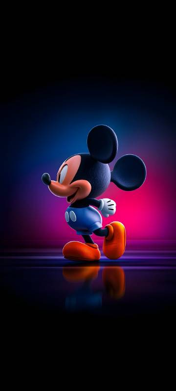 Cute Mickey Mouse Neon Lights Wallpaper