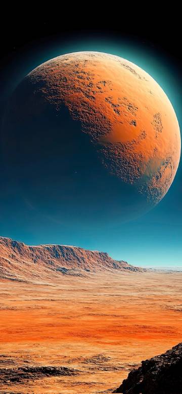 Giant Orange Planet in the Starry Sky 4K Wallpaper
