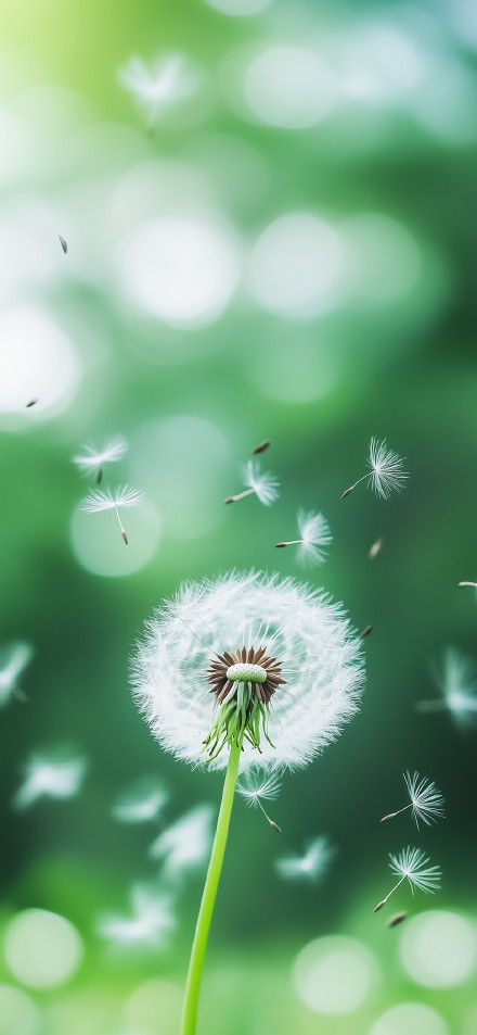 Dandelion Seeds Blowing In The Wind 4K Wallpaper