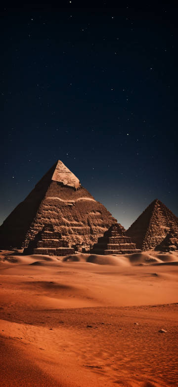Great Pyramids of Giza Under Starry Night Sky 4K Wallpaper
