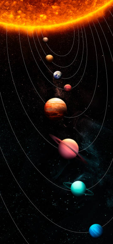 Solar System Planets Alignment 4K Phone Wallpaper