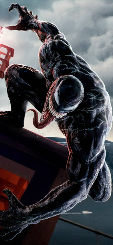 Venom Striking Pose at Night 4K Mobile Wallpaper