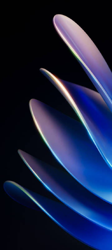 Blue Glass Petals on Black Background Wallpaper