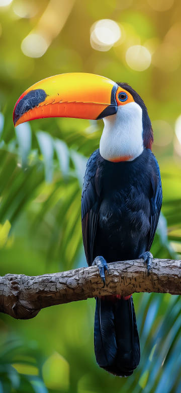 Colorful Toucan with Bright Beak on Tree Branch 4K UHD Wallpaper