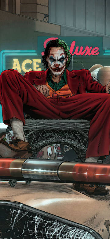 Joker Sitting on Police Car 4K Phone Wallpaper