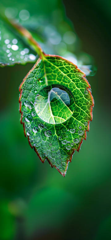 Crystal Clear Water Droplet On Green Leaf Macro 4K