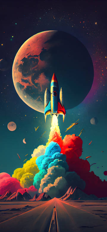 Fantasy Space Shuttle Flying To Giant Planet 4K Phone Wallpaper