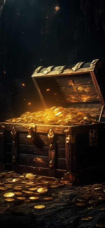 Ancient Pirate Treasure Chest Overflowing With Gold 7K