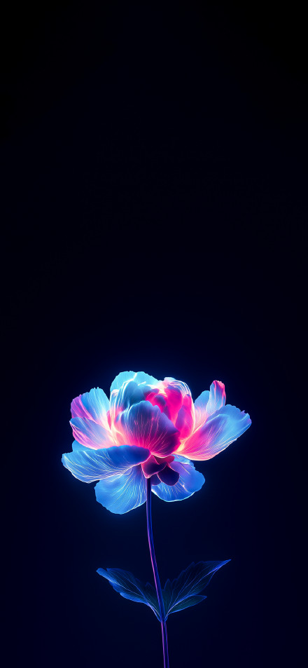 Glowing Neon Flower with Dark Background 4K UHD Wallpaper
