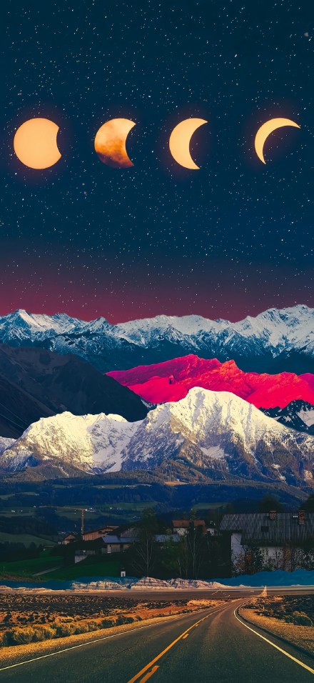 Starry Sky and Colorful Mountainscape 4K Phone Wallpaper