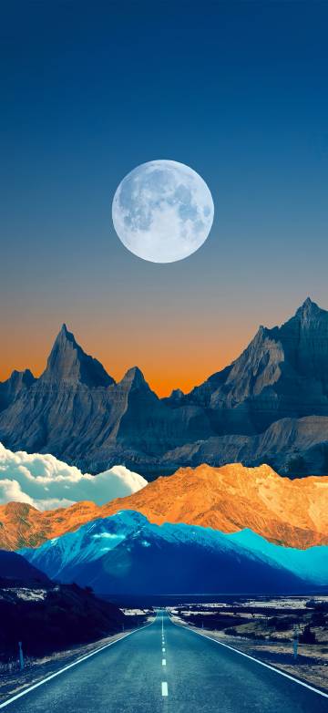 Majestic Full Moon Over Mountains 4K Phone Wallpaper