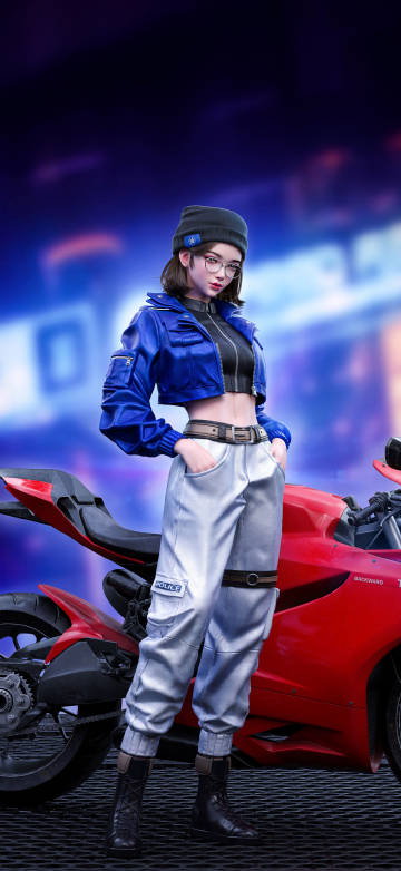Short hair anime girl with hands in pockets Phone Wallpaper