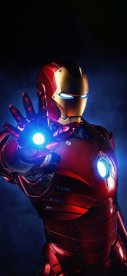 Iron Man Glowing Hand Close-Up 4K Phone Wallpaper