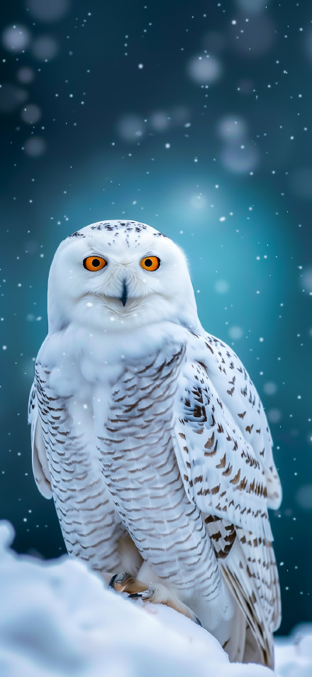 Cute Snowy Owl Standing In Winter Snow 4K Wallpaper