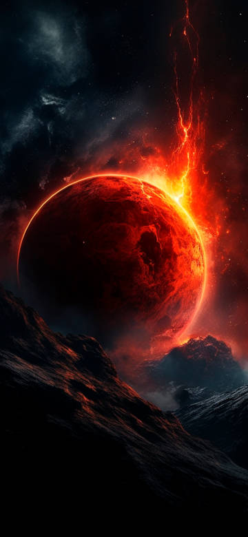 Planet Burning in Darkness 4K Wallpaper