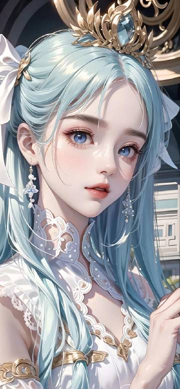 Beautiful Girl with Ice Blue Hair HD Wallpaper
