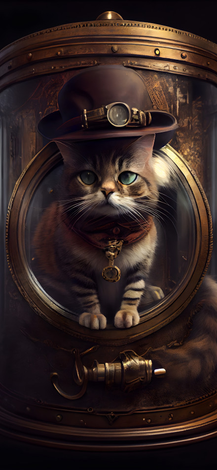 Vintage Mechanical Cat Wallpaper