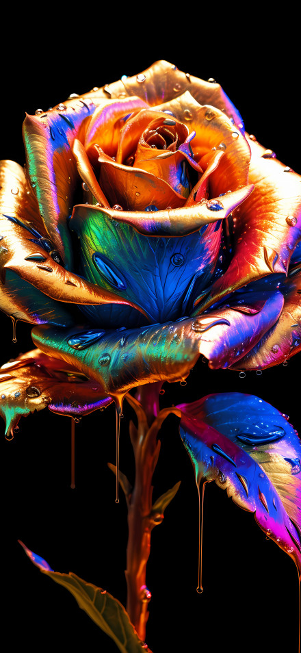Iridescent Metallic Gold Rose 4K OLED Wallpaper