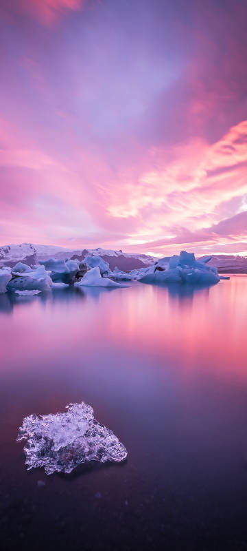 Natural beauty phone wallpaper, red sky, iceberg, beautiful
