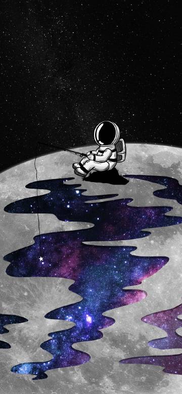 Astronaut Fishing For Stars On The Moon