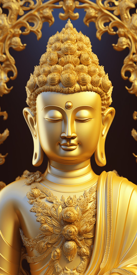 Stunning Close-Up of a Buddha Sculpture in Gold 4K Wallpaper