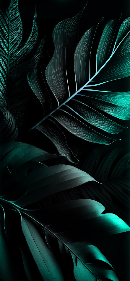 Dark Tropical Leaves Art 4K Phone Wallpaper