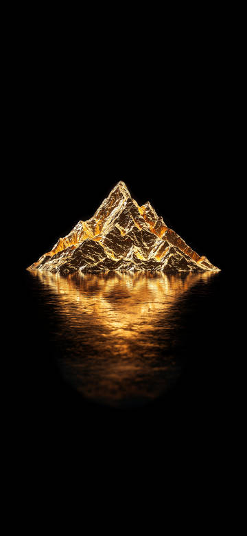 Golden Mountain in Dark Background 4K Wallpaper