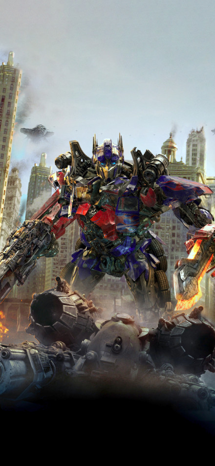 Transformers wallpaper: optimus prime in the city ruins