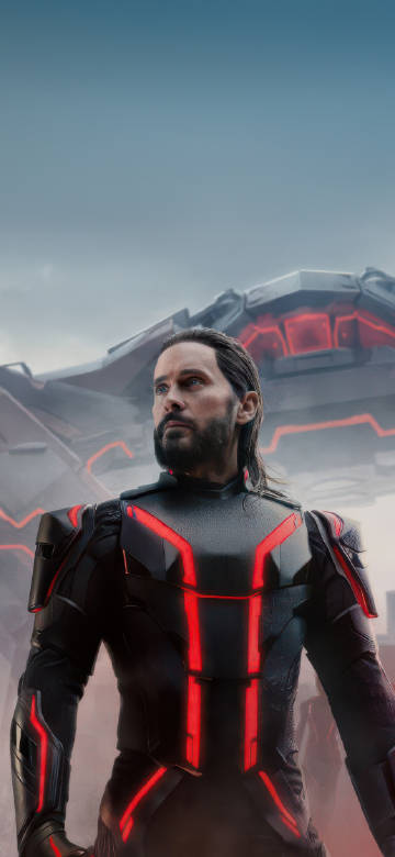 Jared Leto Tron Ares Red Neon Suit Wallpaper