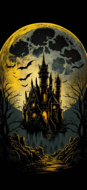 Halloween Scary Castle Phone Wallpaper