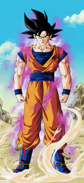 Son Goku's powerful fighting stance in Dragon Ball