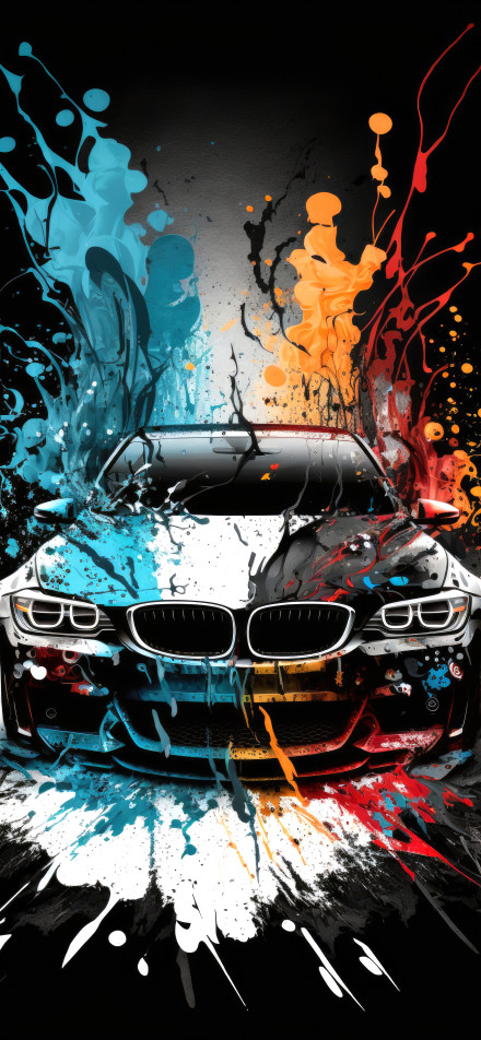 Colorful Splatter BMW Car Art 4K Wallpaper