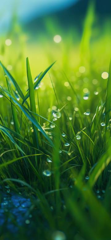 Fresh Green Grass With Morning Dew HD Wallpaper
