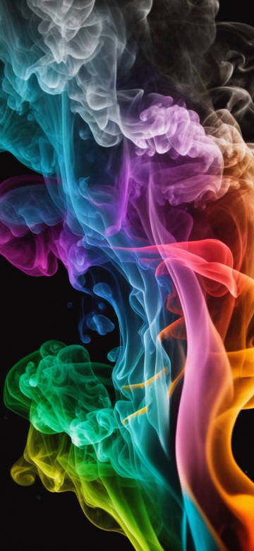 Colorful Smoke Art on Black Background 4K Phone Wallpaper
