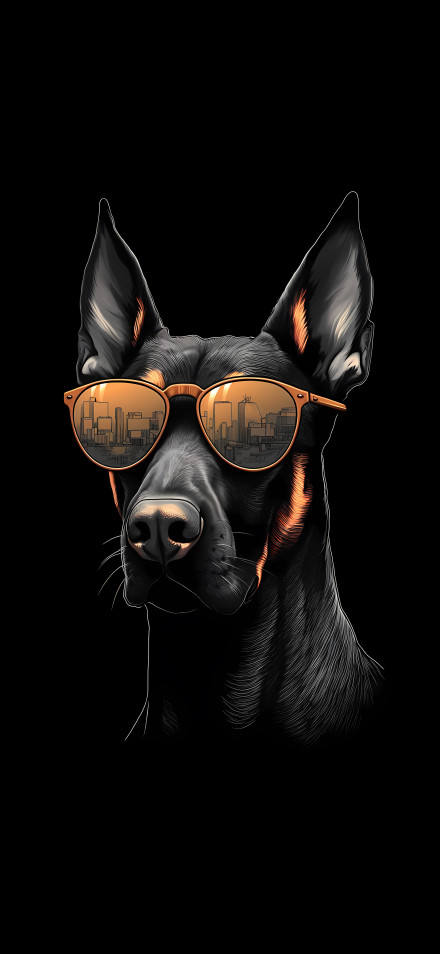 Cool Doberman Dog Wearing Sunglasses AMOLED Wallpaper