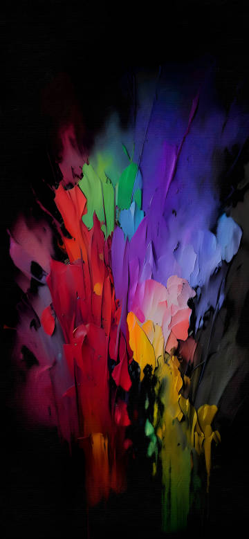 Dark Background With Neon Rainbow Paint Splash 4K Phone Wallpaper