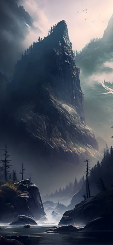 Majestic Mountain Peak Surrounded by Mist 4K UHD Wallpaper