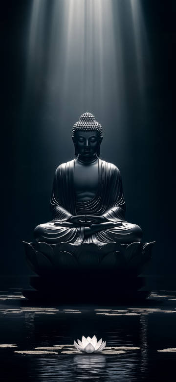 Peaceful Buddha Sitting on Lotus with Gentle Light 4K Wallpaper