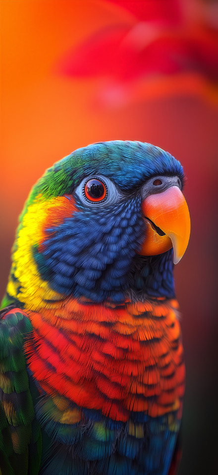 Colorful Rainbow Lorikeet Parrot Close-Up Wallpaper