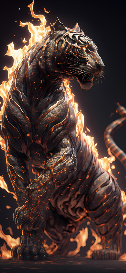 Raging Hellfire Tiger Aesthetic For iPhone