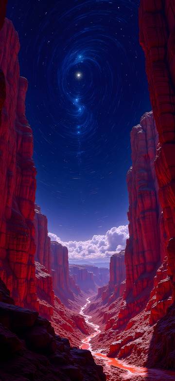 Star Trails Spiral Over Red Canyon 4K Wallpaper
