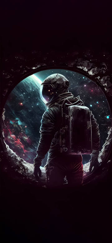 Astronaut Staring into Deep Space from Spacecraft Window 4K Wallpaper